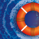 Grafische Darstellung eines Rettungsrings auf dem Wasser. Die Grafik stammt von Hamburger Horizonte der Körber-Stiftung.