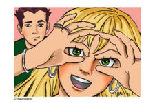 Weiblicher und männlicher Teenager im Mangastil gezeichnet