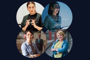 Collage von Fotos von 4 Frauen