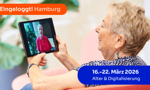 Ältere Person am Tablet