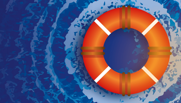 Grafische Darstellung eines Rettungsrings auf dem Wasser. Die Grafik stammt von Hamburger Horizonte der Körber-Stiftung.