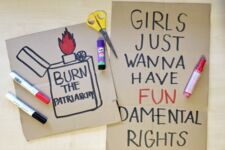 Internationaler Frauentag Demo-Schilder