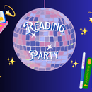 Motiv Reading Party Disco Kugel und Bücher
