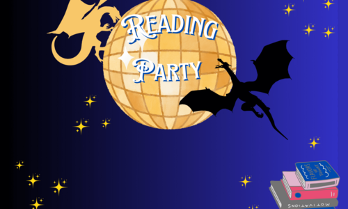 Text: Reading Party - illustriertes Bild von einer Discokugel