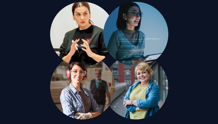 Collage von Fotos von 4 Frauen