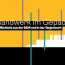 Schriftzug Handwerk im Gepäck vor gelb-schwarzem Hintergrund