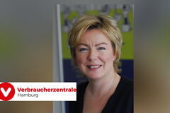 Frau (Doris Kappes) und das Logo der Verbraucherzentrale.