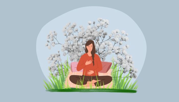 Grafik Frau macht Yoga in der Natur