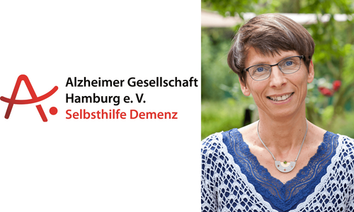 Logo Alzheimer Gesellschaft und Portrait von Christine Berg
