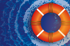 Grafische Darstellung eines Rettungsrings auf dem Wasser. Die Grafik stammt von Hamburger Horizonte der Körber-Stiftung.