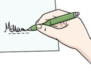 Grafik: Jemand unterschreibt ein Dokument