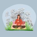 Grafik Frau macht Yoga in der Natur