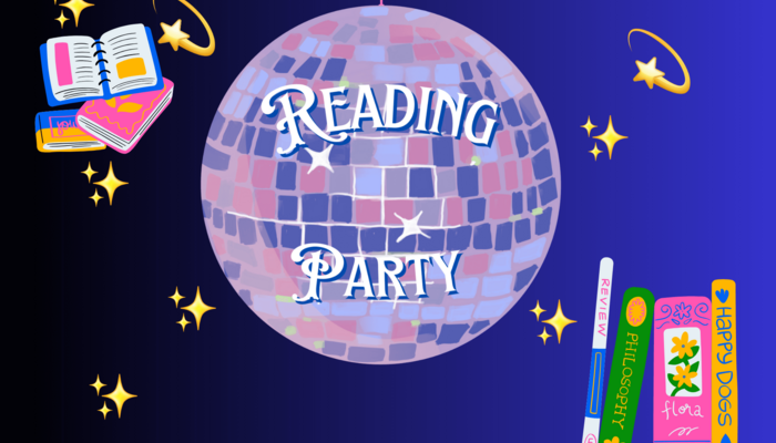 Motiv Reading Party Disco Kugel und Bücher