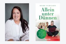 Portrait Heide Fuhljahn und Buchcover "Allein unter Dünnen"