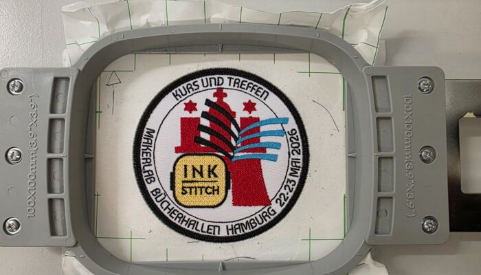 Bild zeigt ein selbständig angefertigtes Emblem für Ink-Stitch für das MakerLab