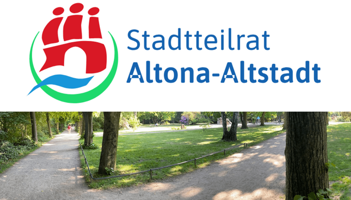 Logo Stadtteilrat Altona-Altstadt und Foto von Park