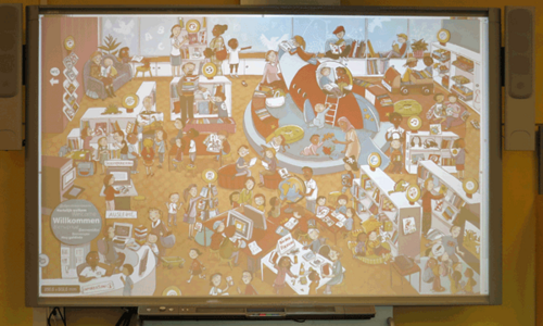 Smartboard mit Bilderbuchkino