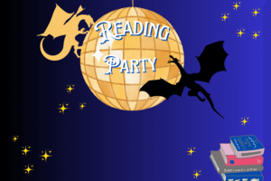 Text: Reading Party - illustriertes Bild von einer Discokugel