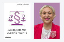 Buchcover "Das Recht auf gleiche Rechte" und Porträt Rukiye Cankiran