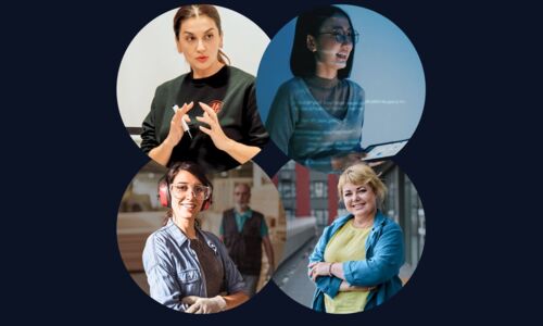 Collage von Fotos von 4 Frauen