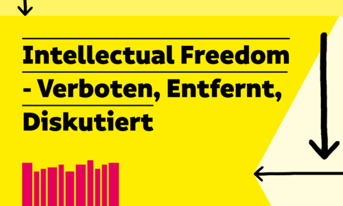Visual der Ausstellung "Intellectual Freedom" in knalligen Farben