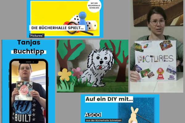 Collage mit Bücherhallen-Angeboten