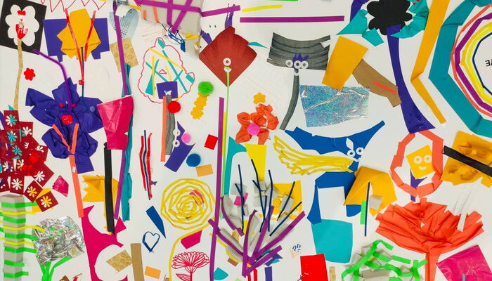 Collage aus verschiedenen Materialen