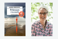 Buchcover "Friesenrausch" und Portrait Sandra Dünschede