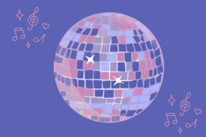 Lila Discokugel.
