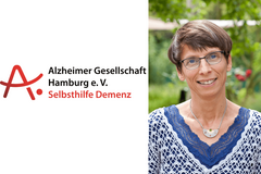 Logo Alzheimer Gesellschaft und Portrait von Christine Berg