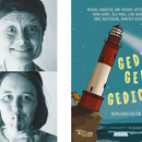 Eine Collage: links ist ein Foto der Autorinnen Lena Raubaum und Mona Harry zu sehen, rechts das Buchcover "Gedi, Geda, Gedichte".