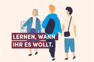 Grafik: Menschen vor einer Bücherhalle