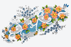 Zeichnung mit Blumen und geometrischen Formen