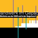 Schriftzug Handwerk im Gepäck vor gelb-schwarzem Hintergrund