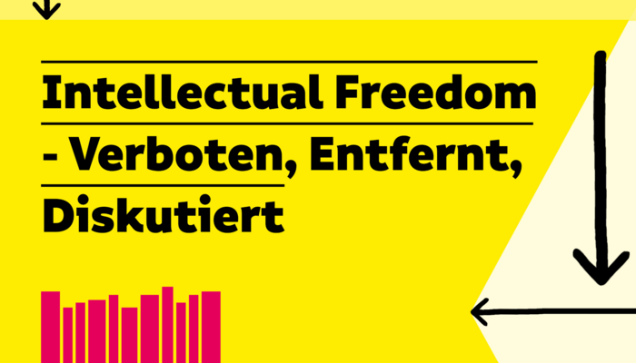 Visual der Ausstellung "Intellectual Freedom" in knalligen Farben