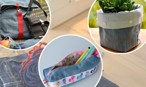 verschiedene kleine Nähprojekte aus Jeans, Collage