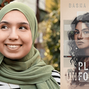 Eine Collage: links ist ein Foto der Autorin Basma Hallak zu sehen, auf dem sie lächelnd zur Seite schaut, rechts das Cover ihres Jugendromans "Please unfollow".