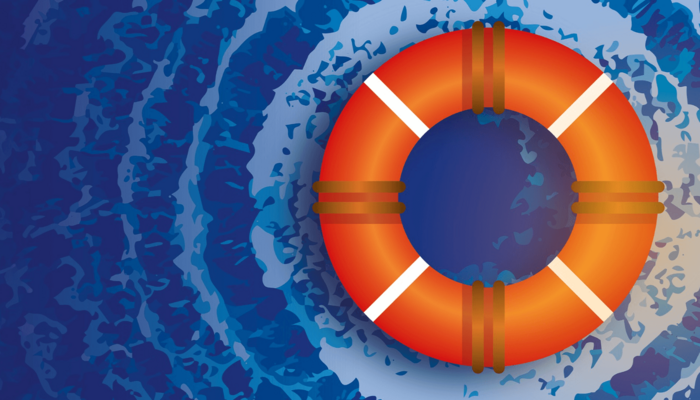 Grafische Darstellung eines Rettungsrings auf dem Wasser. Die Grafik stammt von Hamburger Horizonte der Körber-Stiftung.