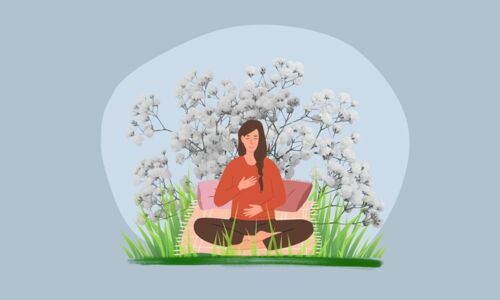 Grafik Frau macht Yoga in der Natur