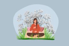 Grafik Frau macht Yoga in der Natur