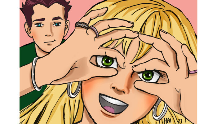 Blondes Mädchen mit großen Augen