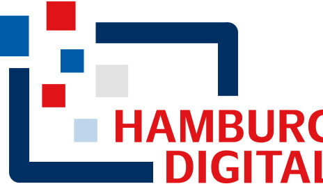 Logo "Hamburg digital" in großen, roten Lettern auf weißem Hintergrund.