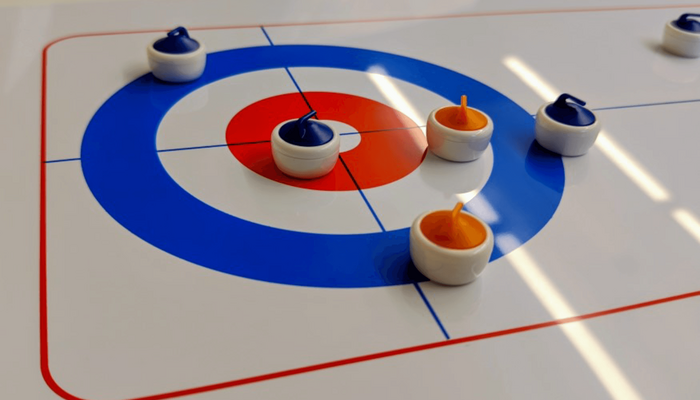 Nahaufnahme Curling-Tisch