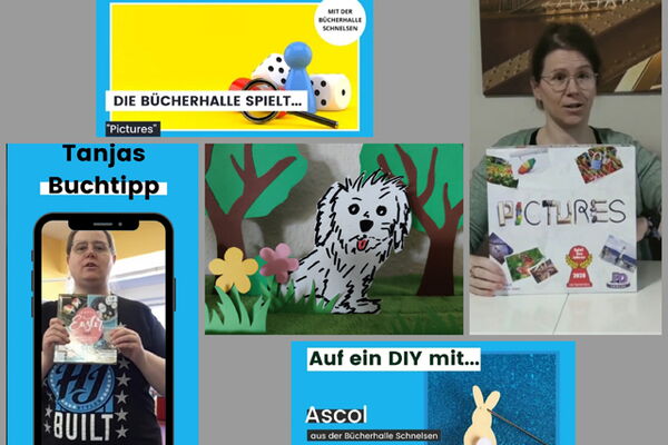 Collage mit Bücherhallen-Angeboten