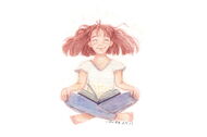 Illustration: Mädchen sitzt im Schneidersitz