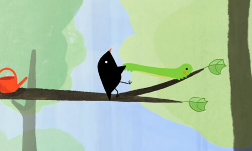 Standbild aus dem Trickfilm Der kleine Vogel und die Raupe