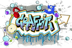 bunt gemaltes Bild mit Graffiti-Schriftzug in der Mitte