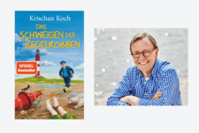 Buchcover "Das Schweigen der Kegelrobben" und Porträt Krischan Koch