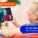 Ältere Person am Tablet