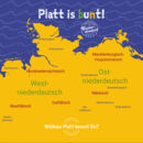 Landkarte von Norddeutschland mit Bezeichnungen der unterschiedlichen plattdeutschen Sprachen